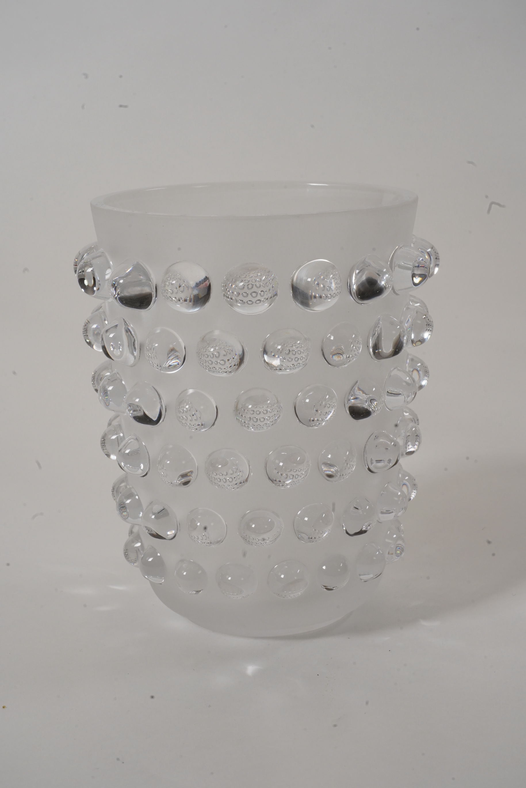 Lalique, France: A clear and frosted glass 'Mossi' vase